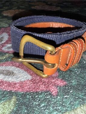 Authentic Coach vintage Navy Belt with Tan Leather Trim